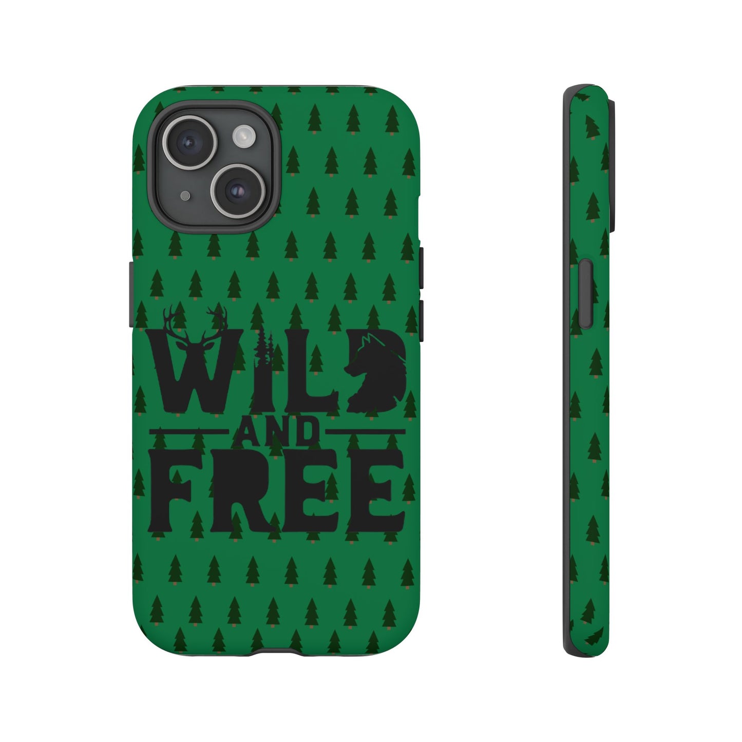 Wild and Free Bear Graphic Phone Case | Forest Pattern iPhone Case