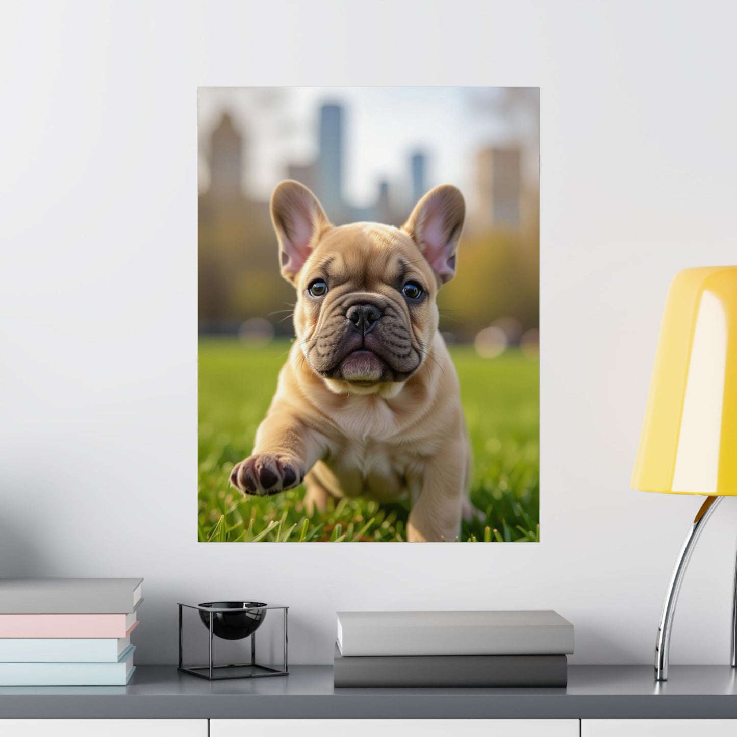 Vertical Poster - Cute Frenchie French Bulldog Running in the Park