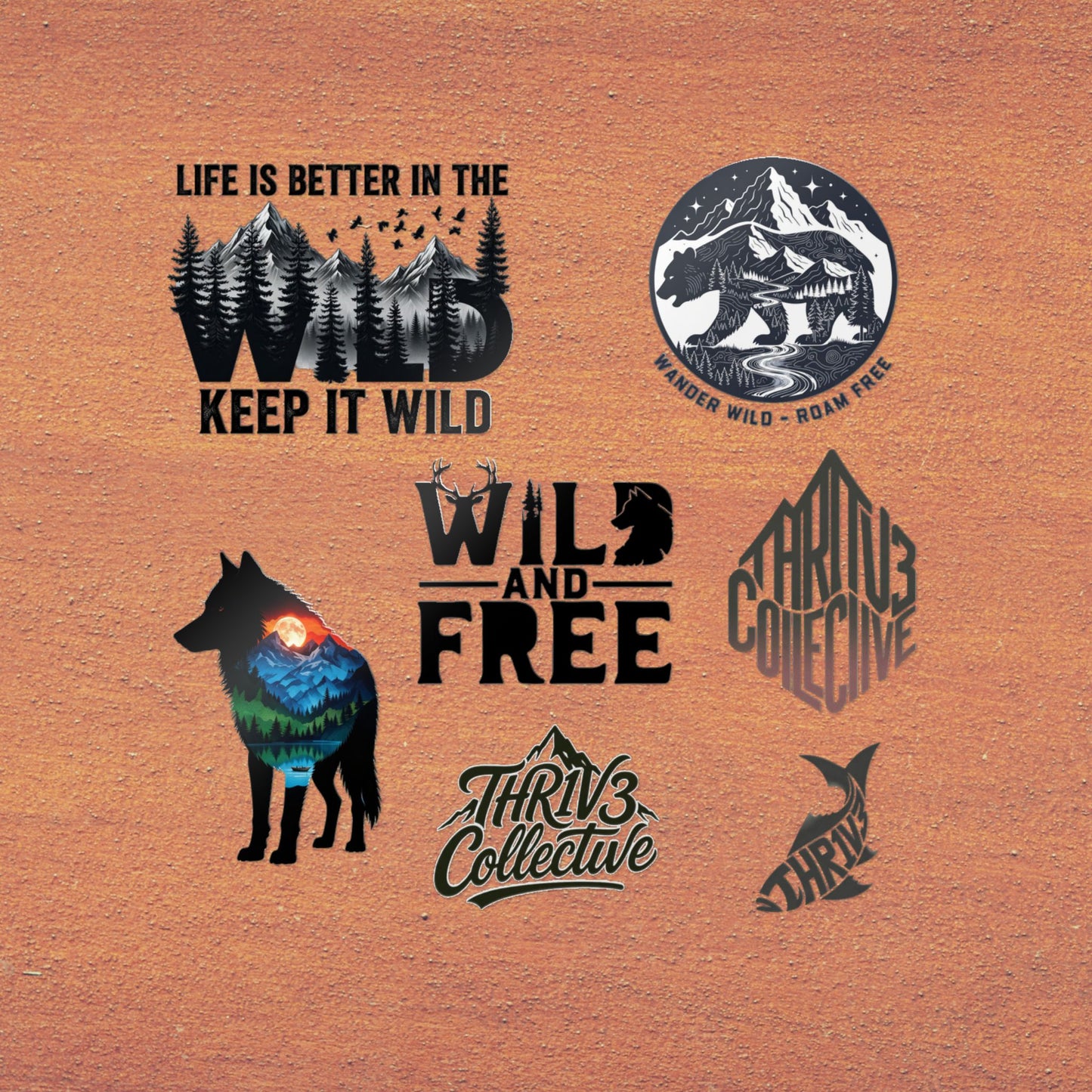 Wild & Free Die-Cut Sticker Pack — Outdoor Adventure Nature Designs (Keep It Wild)