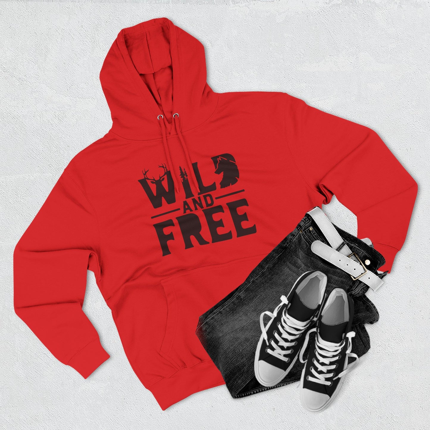 Wild & Free wolf tree antlers hoodie | Three-panel fleece