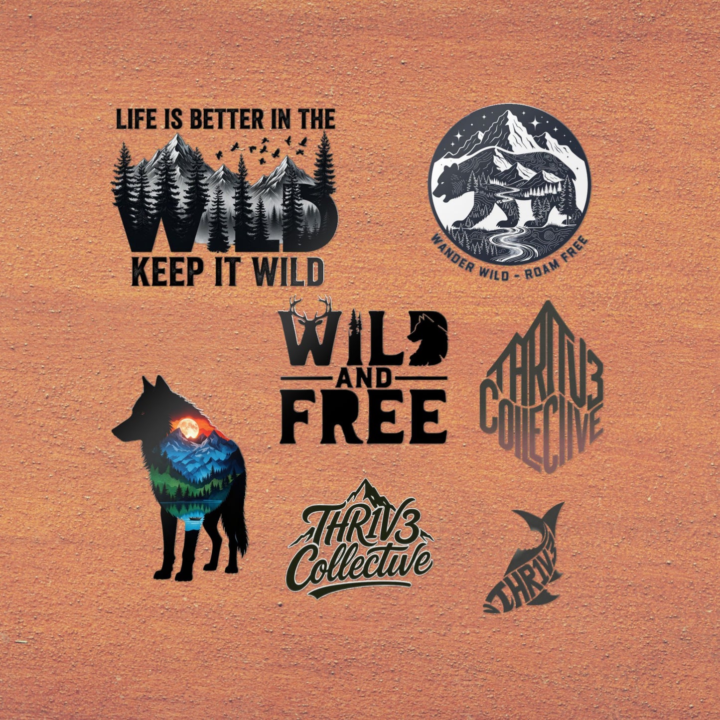 Wild & Free Die-Cut Sticker Pack — Outdoor Adventure Nature Designs (Keep It Wild)
