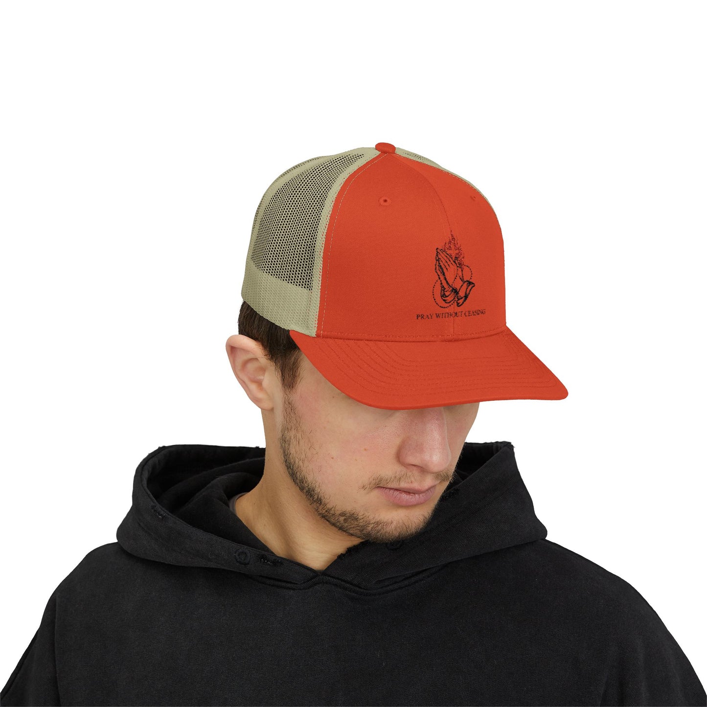 Praying Hands Trucker Cap — Faith-Inspired Snapback Hat