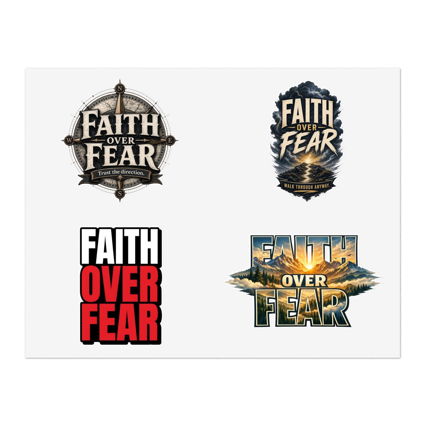 Faith Over Fear Sticker Sheet — Inspirational Christian Stickers for Journals, Water Bottles & Gifts