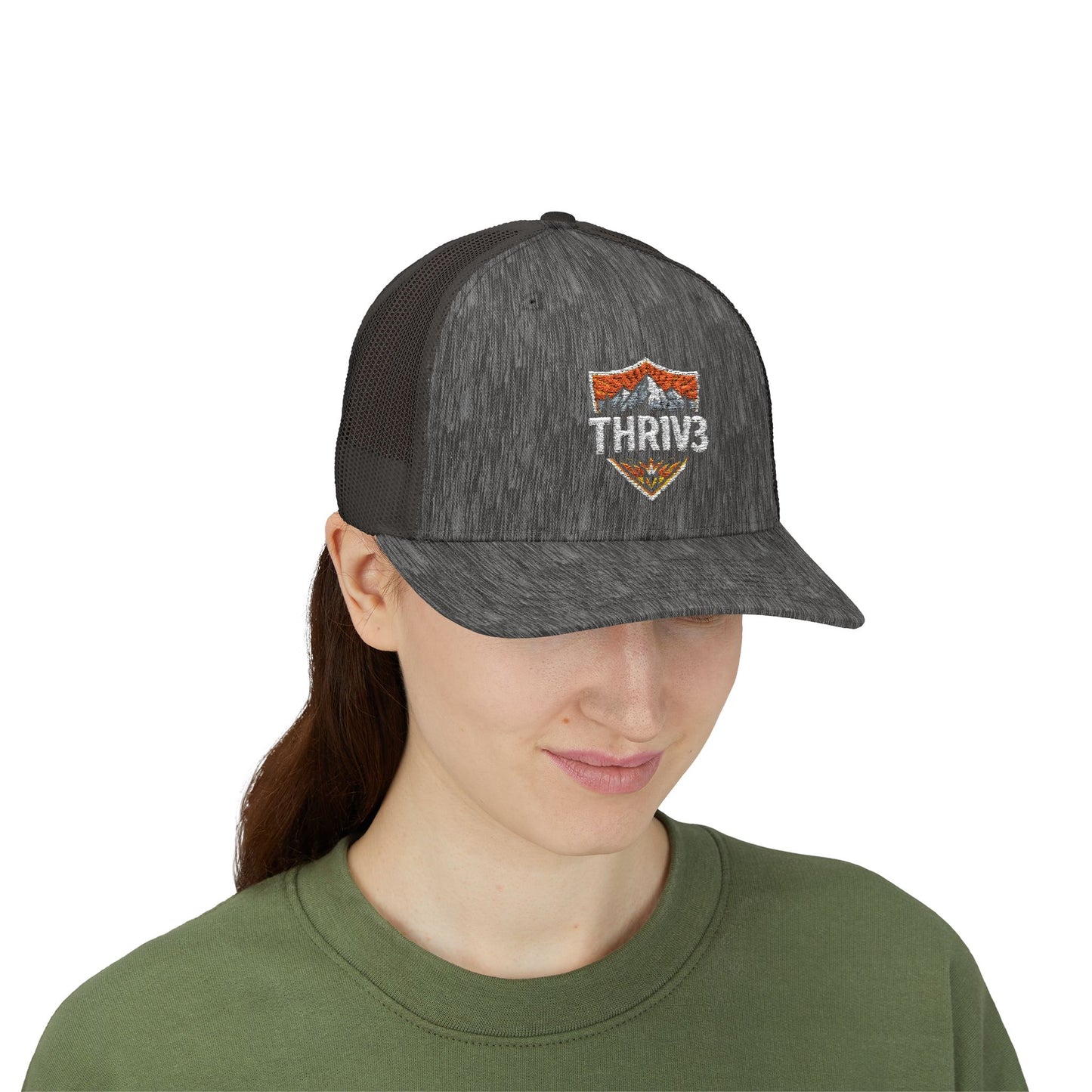 THR1V3 Outdoors – Mountain Trucker Hat - Custom Embroidered Cap