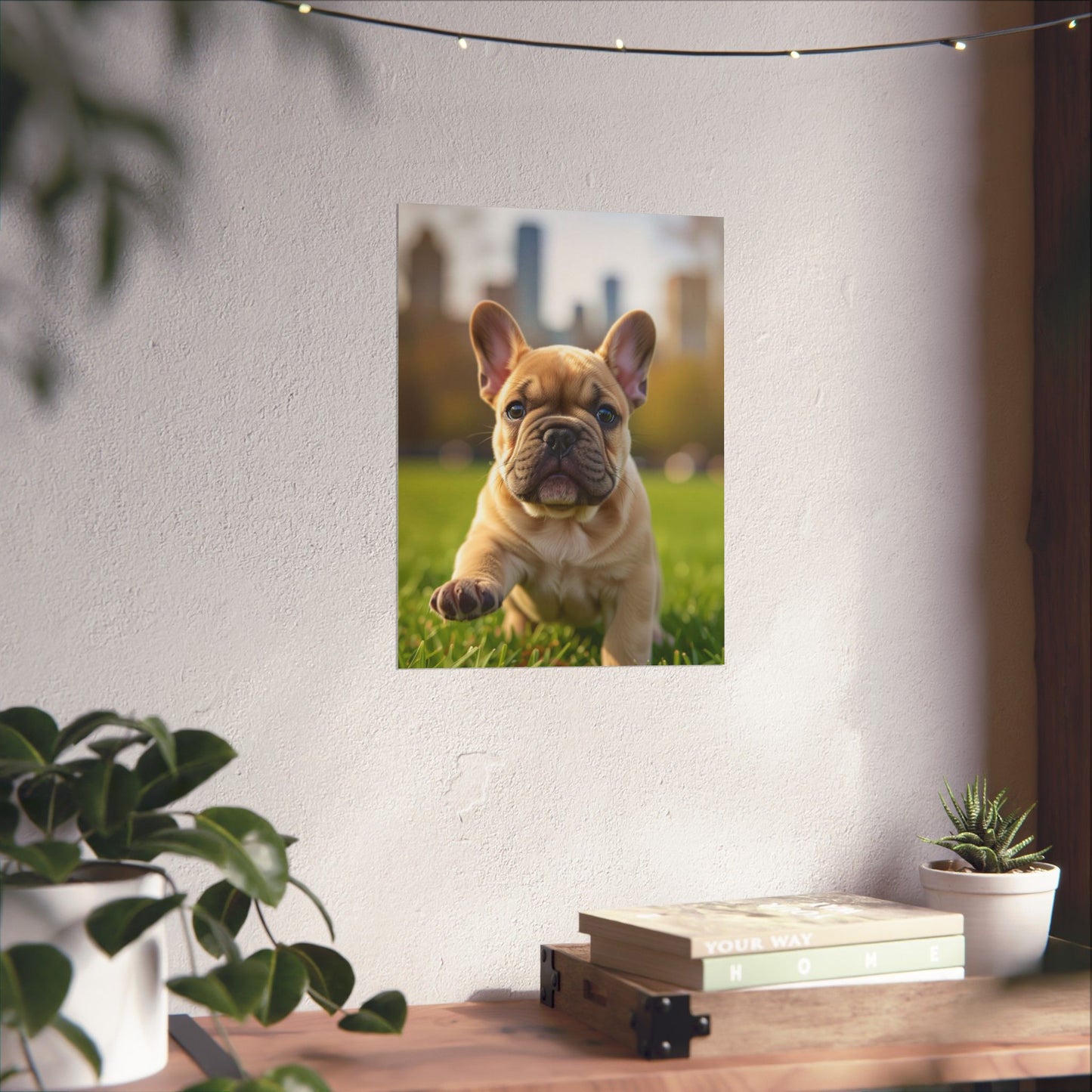Vertical Poster - Cute Frenchie French Bulldog Running in the Park