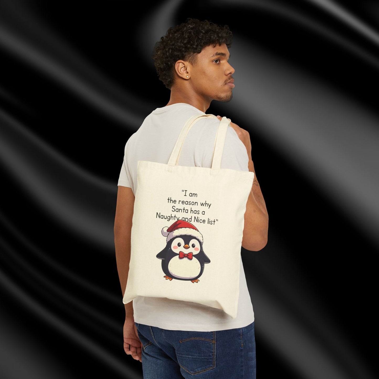 Chubby Penguin Mental Health Tote — Self-Care & Positivity Canvas Bag