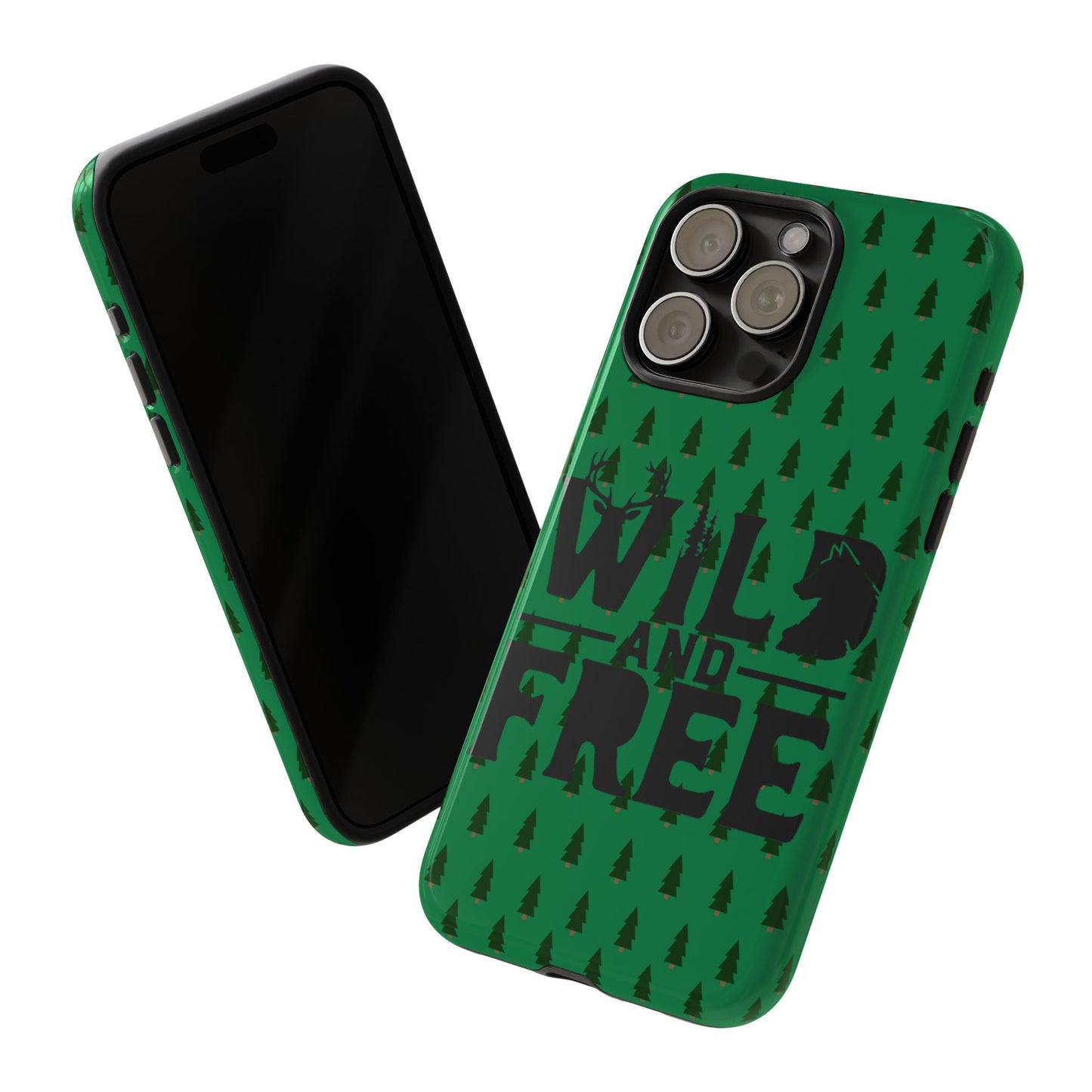 Wild and Free Bear Graphic Phone Case | Forest Pattern iPhone Case