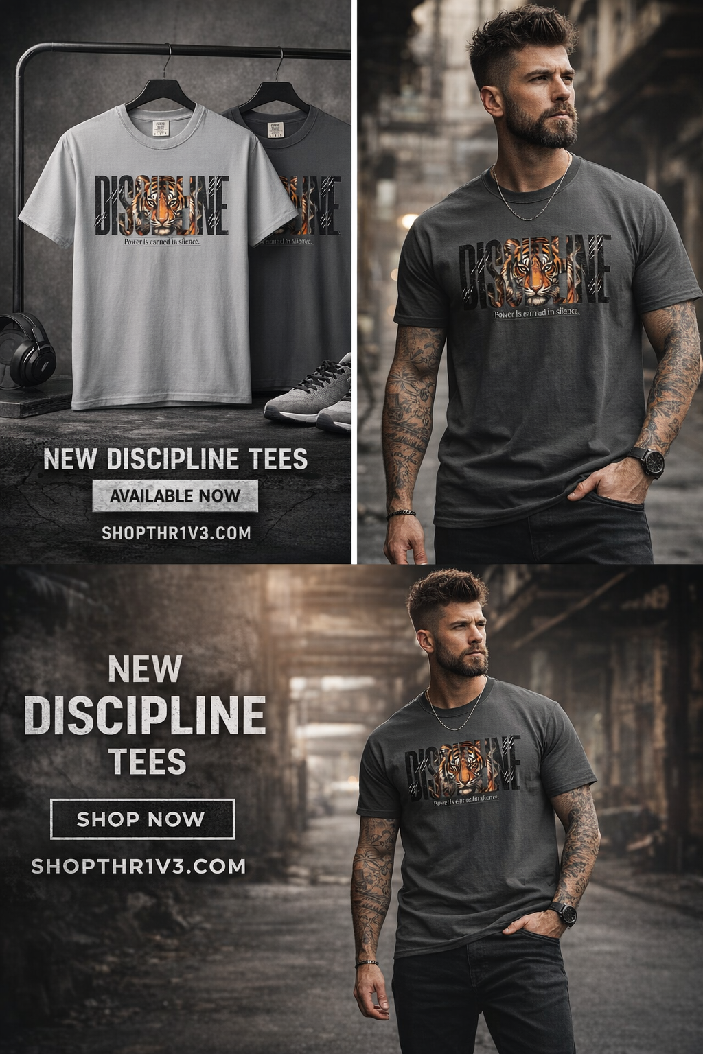 Discipline Tiger Graphic T-Shirt | Motivational Streetwear Shirt | Power Is Earned in Silence